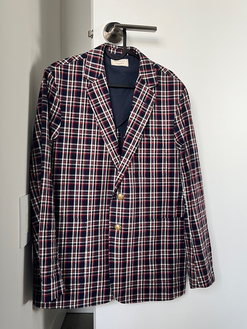 BNWT MAISON KITSUNÉ Navy, Red & White Plaid Blazer